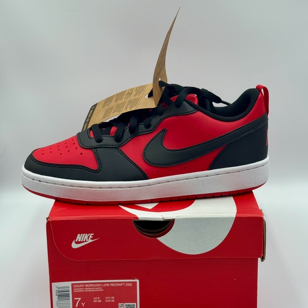 Nike Court Borough Low (gs) university red/black, new, 7y/8.5w